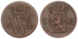 Delcampe - Netherlands, Kingdom, William I, 1/2 Cent Copper 1823B, Crowned Arms, KM 51 Brussels, A.VF. Copper / 1,92gr. / 16mm. Lov - Sonstige & Ohne Zuordnung
