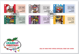 Delcampe - 2025,  Crank Up Christmas Self-Adhesive Set First Day Cover, Isle Of Man, MNH - Man (Ile De)