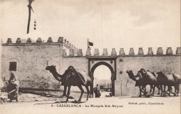 Delcampe - MAROC - Casablanca - Mosquée Sidi Belyout - Mur Crénelé - Arche - Entrée - Chameaux - Animé - Carte Postale Ancienne - Casablanca