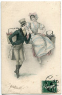 Delcampe - CPA Fantaisie Voyagé Viennoise M.M. VIENNE M. Munk * Couple élégant Homme Dandy Chapeau Panier Raisin Fleurs - Paare