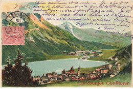 Delcampe - SUISSE AF#DC774 GRISONS CONFITURE DE LENTZBURGER VUE SUR LA VILLE LE LAC ET LES MONTAGNES - Mon
