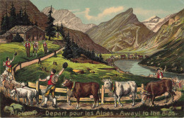 Delcampe - SUISSE AM#DC112 DEPART POUR LES ALPES DES VACHES DES MOUTONS MONTAGNE ET RIVIERE CHALET - Mon