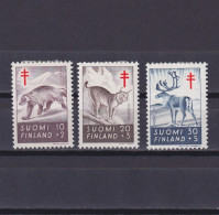 Delcampe - FINLAND 1957, Sc #B142-B144, Animals, MH - Neufs