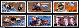 Delcampe - Ajman 1971 Apollo 14 6v, Mint NH, Transport - Space Exploration - Adschman