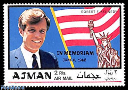 Delcampe - Ajman 1969 Robert Kennedy Overprint 1v, Mint NH, History - American Presidents - Adschman