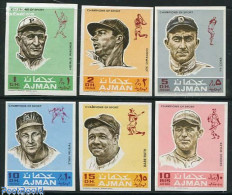 Delcampe - Ajman 1969 Baseball Players 6v Imperforated, Mint NH, Sport - Mountains & Mountain Climbing - Escalada
