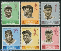 Delcampe - Ajman 1969 Baseball Players 6v, Mint NH, Sport - Baseball - Sport (other And Mixed) - Honkbal
