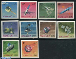Delcampe - Ajman 1968 Space Exploration 10v Imperforated, Mint NH, Transport - Space Exploration - Adschman