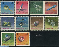 Delcampe - Ajman 1968 Space Exploration 10v, Mint NH, Transport - Space Exploration - Adschman