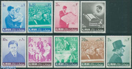 Delcampe - Ajman 1967 J.F. Kennedy 9v, Mint NH, History - American Presidents - Politicians - Adschman