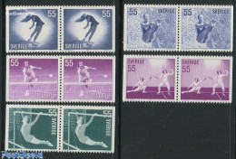 Delcampe - Sweden 1972 Sport, 5 Booklet Pairs, Mint NH, Sport - Fencing - Skating - Sport (other And Mixed) - Tennis - Neufs