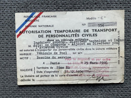 Delcampe - MINISTÈRE DÉFENSE NATIONALE Autorisation Temporaire De Transport De Personnalités Civiles CONCORDE 1980 - Documents