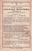 Delcampe - Avis De Déces - Doodprentje - Joannes Wouters Waduwenaar Anatolia Scheurmans Etchgenoot Amelia Lynen - 1833 + 1895 - Todesanzeige