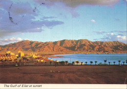 Delcampe - ISRAEL - Gulf Of Eilat - Sunset - Golf - Cocher Du Soleil - Chaine Montagne - Vallée - Lac - Bâtiment - Carte Postale - Israel