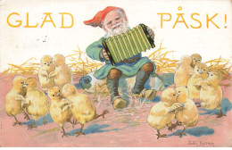 Delcampe - N°27913 - Glad Pask - Nain Jouant De L'accordéon Pour Des Poussins - Jenny Nyström - Ostern