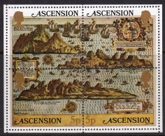 Delcampe - Ascension Island 1981 Early Maps Of Ascension MS. SG MS301. MNH. Crease Lines On Top Left-hand Stamp - Ascension