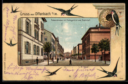 Delcampe - AK Offenbach A. M., Partie In Der Kaiserstrasse Mit Amtsgericht Und Bahnhof - Offenbach