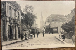 Delcampe - CPA éd V. LEFEBVRE Photographe éditeur Libraire, 24 BERGERAC Le Cours Alsace-Lorraine Et L'Eglise N-D, Dos Simple TBE - Bergerac