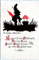 Delcampe - Zwerge, Glückspilz, Autor Martha Sachse-Schubert - Scherenschnitt - Silhouette