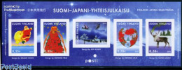 Delcampe - Finland 2010 Christmas 5v S/s S-a, Joint Issue Japan, Mint NH, Nature - Religion - Various - Animals (others & Mixed) .. - Ungebraucht