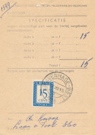 Delcampe - Nederland - 1958 - 15c Port, Enkelfrankering, Op Specificatie 's Gravanhage-West - Taxe