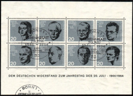 Delcampe - DEUTSCHLAND, BRD,1964, BLOCK  3 , WIDERSTAND 20. Juli 1944, Mit ESST Bonn 20.7.1964,GESTEMPELT, OBLITERE - Used Stamps