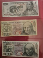 Delcampe - Billets Mexique// Lot De 3 Billets   ,Un 5 Pesos Neuf, Un De 10 Pesos Moyen, Et Un De 10 Pesos Neuf - Mexique