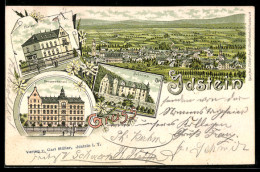 Delcampe - Lithographie Idstein, Totalansicht Des Ortes, Schloss Und Postamt - Idstein