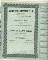Delcampe - STRAUSS-VIMONT  S-A - RENNES -LOT DE 10 ACTIONS DE 1000 FRS -DIVISE EN 3350 ACTIONS - 1938 - Sport
