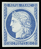 Delcampe - * N°37f 20c Bleu Clair Réimpression Granet Neuf * TB - 1870 Assedio Di Parigi