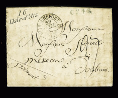 Delcampe - Lettre CHARENTE-INFERIEURE Aix : Cursive 16 L'Isle D'Aix + T12 Rochefort Sur Lettre 1832 Pour Le Piémont, Fentes De Puri - Otros & Sin Clasificación