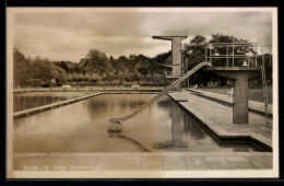 Delcampe - AK Bünde I. W., Städtisches Schimmbad Mit Wasserrutsche Und Sprungturm - Buende