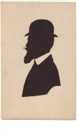 Delcampe - N°12754 - Silhouette D'un Homme Barbu Avec Un Chapeau Melon - Scherenschnitt - Silhouette