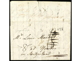 Delcampe - SUIZA. 1789. NIÁGARA (Canadá) A YVERDON (Suiza). Carta Completa Con Texto Encaminada Hasta Francia (al Dorso Encaminados - Altri & Non Classificati