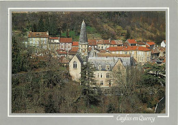 Delcampe - Carte Postale - 82 - Caylus - Le Château Et Le Clocher De L'Eglise Saint Jean Baptiste - Flamme Postale De Caylus - CPM - Caylus