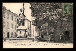 Delcampe - 83 - BESSE-SUR-ISSOLE - STATUE DE LA LIBERTE ET PLACE DE LA REPUBLIQUE - Besse-sur-Issole
