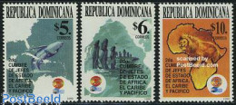 Delcampe - Dominican Republic 1999 Top Conference 3v, Mint NH, Nature - Various - Cat Family - Sea Mammals - Maps - Geographie