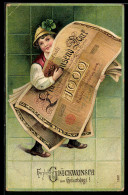 Delcampe - AK Knabe Mit Riesigen Geldscheinen, 1000 Mark - Münzen (Abb.)