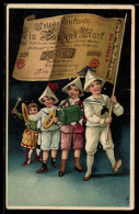 Delcampe - Künstler-AK Kinderparade Mit Geldschein Als Fahne - Münzen (Abb.)