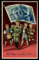 Delcampe - AK Kinder Mit Geld-Fahne, Neujahrsgruss - Münzen (Abb.)