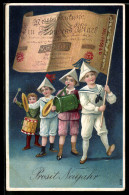 Delcampe - Künstler-AK Kinderparade Mit Geldschein Als Fahne - Münzen (Abb.)