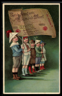 Delcampe - AK Reichsbanknote 1000 Mark Auf Fahne, Kinder Stehen Spalier, Geld - Münzen (Abb.)