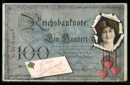 Delcampe - Künstler-AK Berlin, Frau Durch Zerrissenen Geldschein, Glückwunsch Zum Namenstag - Münzen (Abb.)