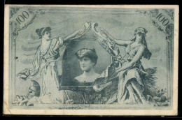 Delcampe - AK Fiktiver Geldschein Mit Damenporträt U. Dem Wert 100 - Münzen (Abb.)