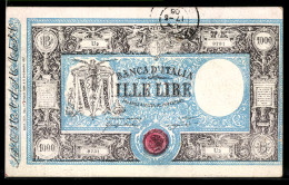 Delcampe - AK Italia, Geldschein über Eintausend Lire - Münzen (Abb.)
