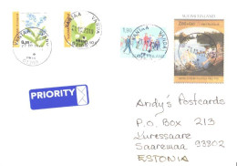 Delcampe - Finland Cover With Stamps, Flowers, Painting, Sport, 2010 - Lettres & Documents