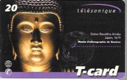 Delcampe - CARTE-PREPAYEE-SUISSE-TELESONIQUE-20FCH-T-CARD-Statue Bouddha Musée De Geneve-Plastic Epais--Gratté TBE/RARE - Schweiz