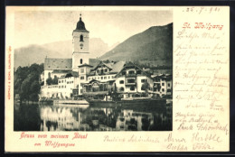 Delcampe - AK St. Wolfgang Am Wolfgangsee, Weisses Rössl, Ortsansicht Mit Kirche Und See - Sonstige & Ohne Zuordnung