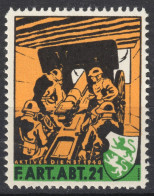 Delcampe - Artillery Cannon Gun SOLDIER Military Mun. Ko. 21 Munitionskolonne 1940 Switzerland CINDERELLA VIGNETTE WW2 War Thurgau - Vignettes