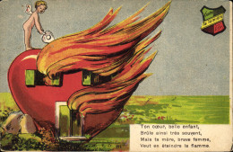 Delcampe - CPA Fantaisie Coeur Enfant Ange - Angels